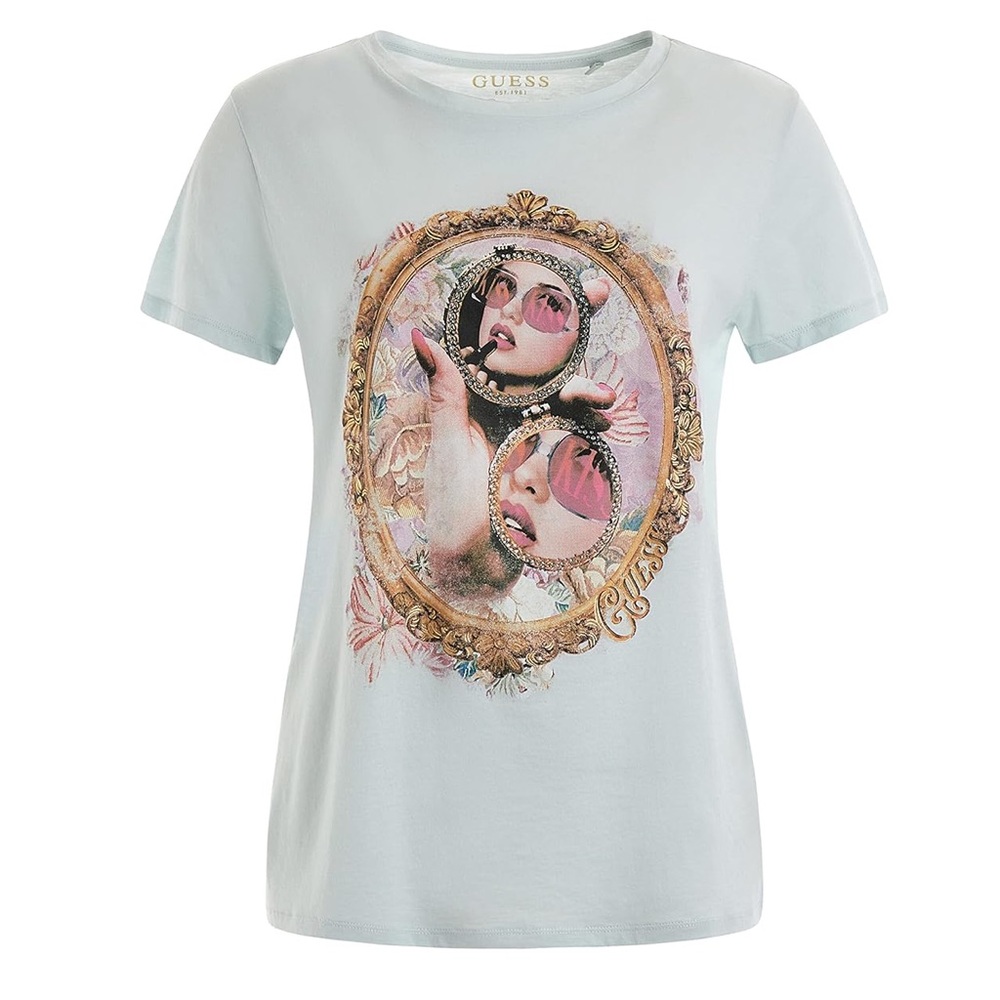 Guess baby blue graphic tee shirt